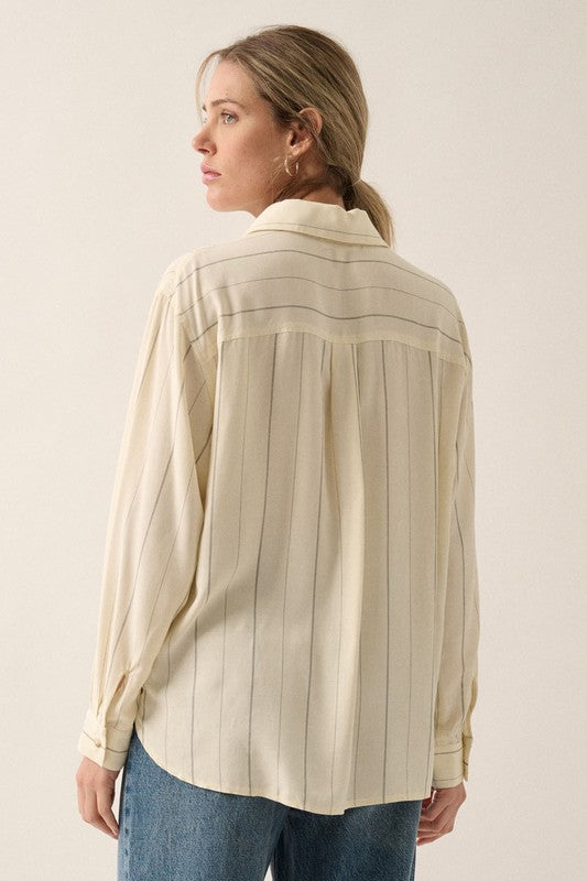 Cream Striped Yoke Shirt