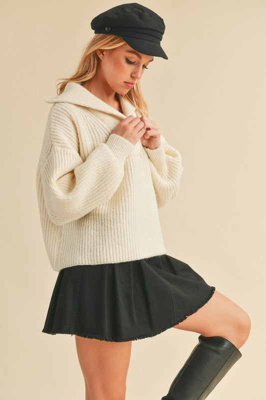 The Winslet Collared Sweater (white)
