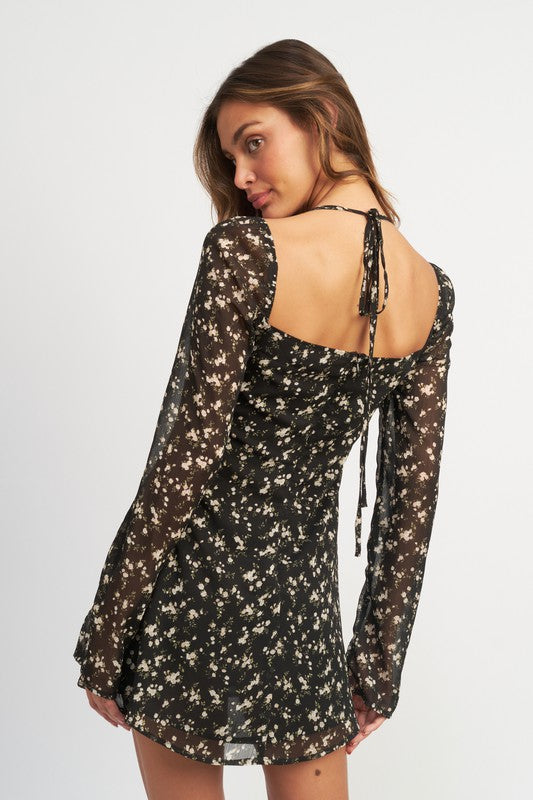 Black Floral Felicity Dress
