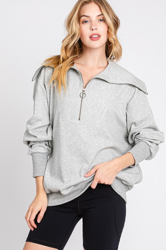 The Ollie Half Zip Pullover (heather grey)