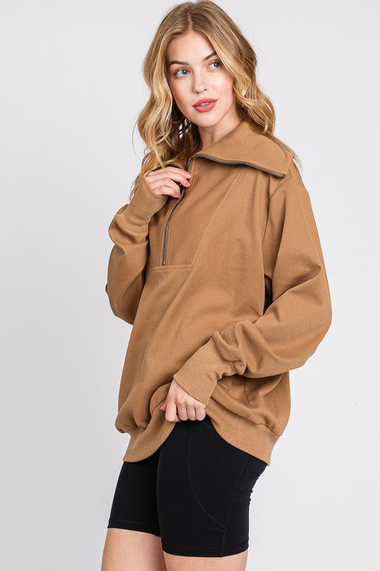 The Ollie Half Zip Pullover (camel)
