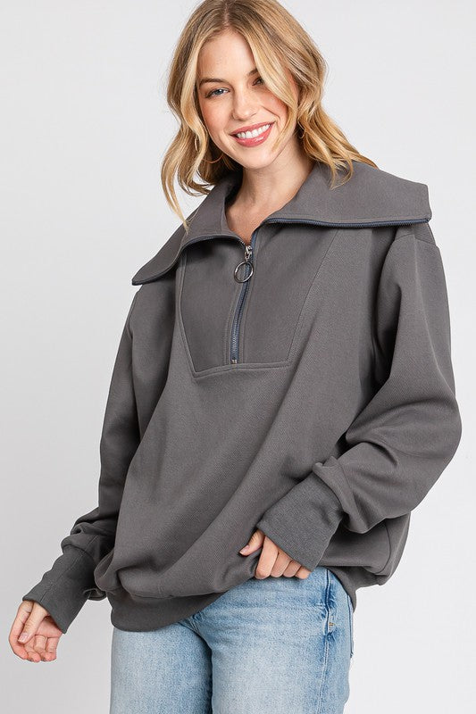 The Ollie Half Zip Pullover (charcoal)