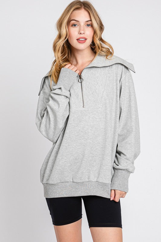 The Ollie Half Zip Pullover (heather grey)