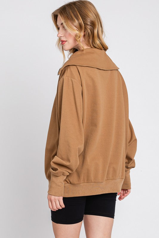The Ollie Half Zip Pullover (camel)