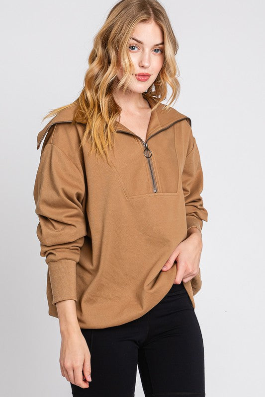 The Ollie Half Zip Pullover (camel)