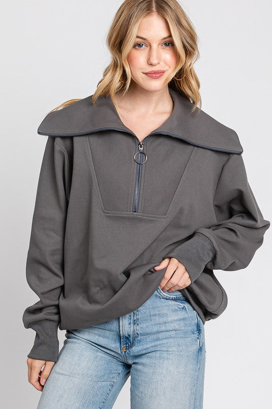 The Ollie Half Zip Pullover (charcoal)