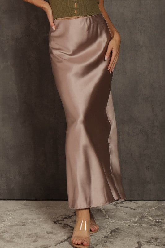 Satin Maxi Skirt (nude)