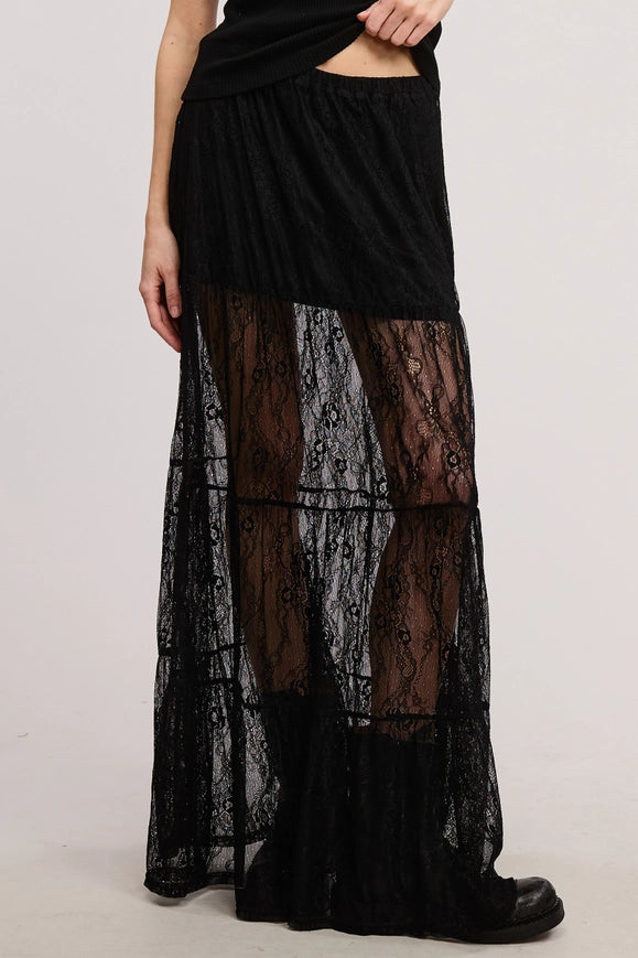 Tiered Lace Maxi Skirt