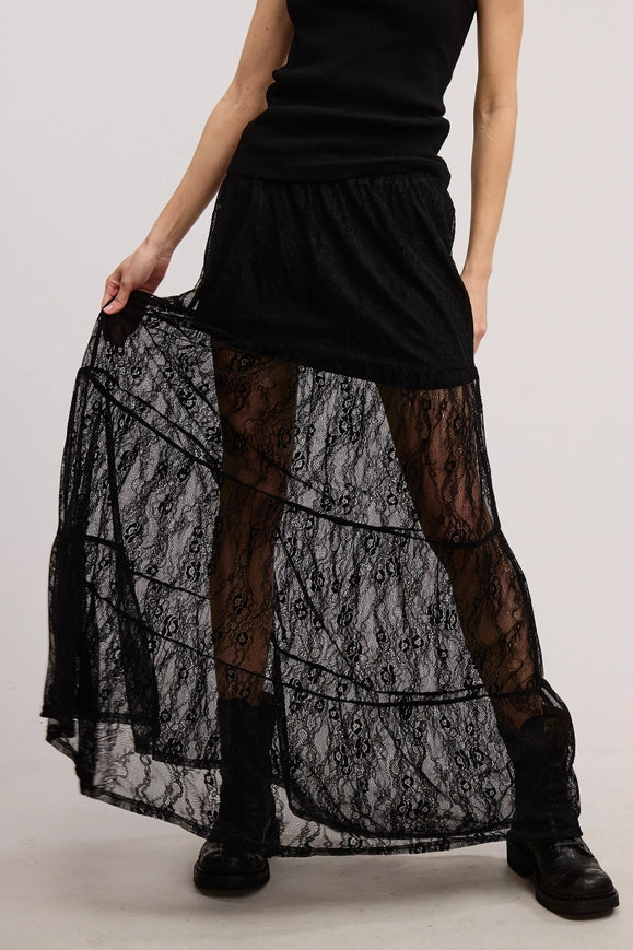 Tiered Lace Maxi Skirt