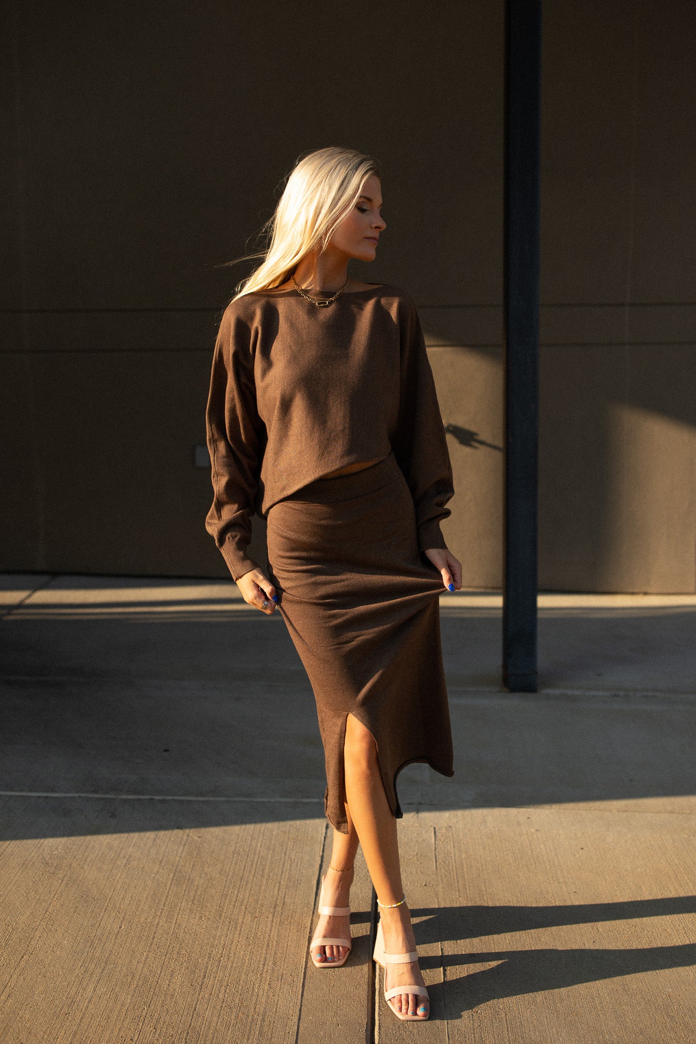 BEST SELLER The Chloe Set Midi Skirt (chocolate)