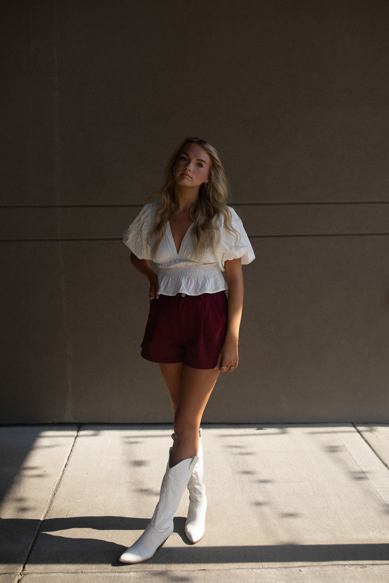 Winifred Flare Shorts (burgundy)