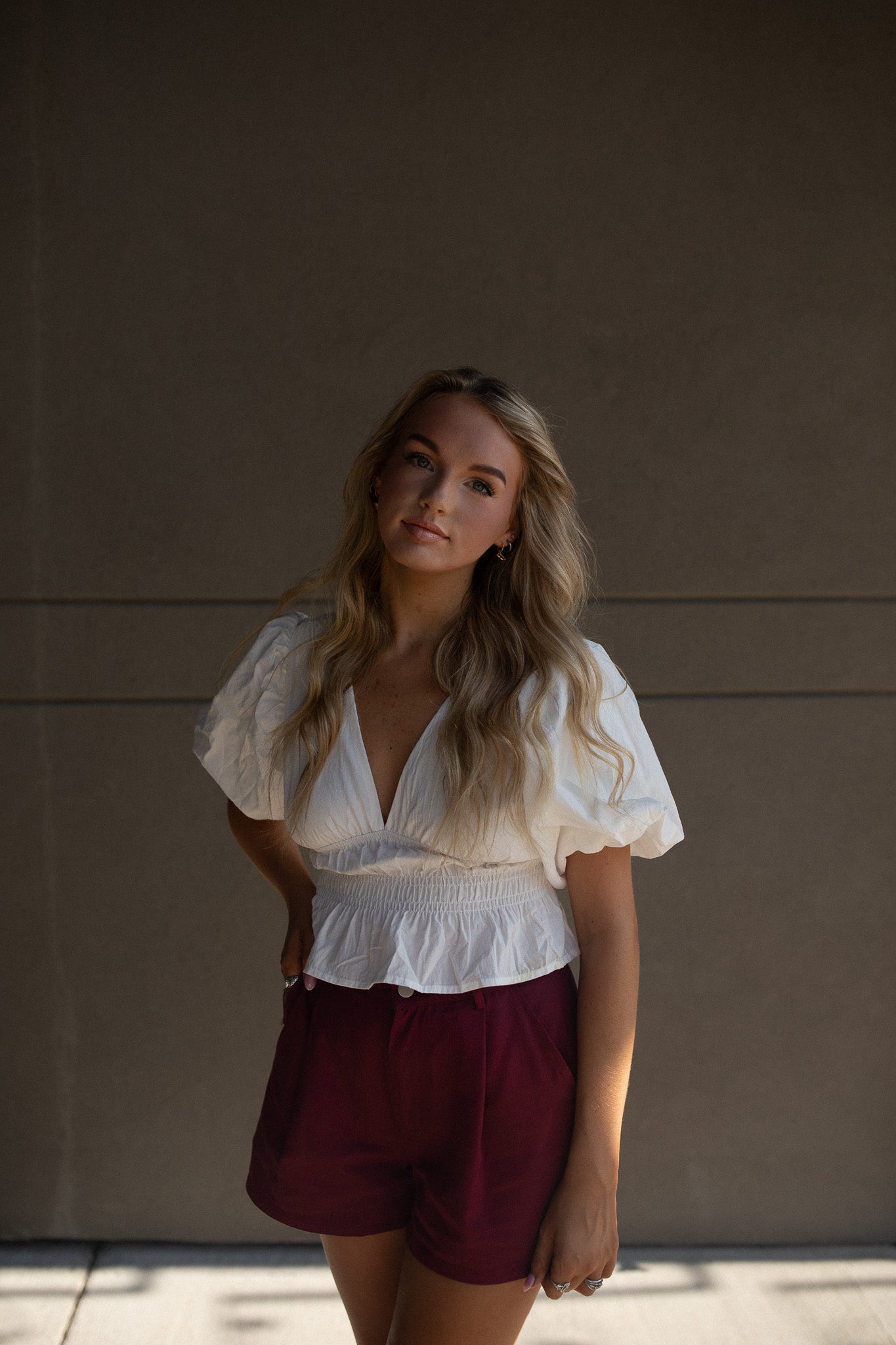 Winifred Flare Shorts (burgundy)