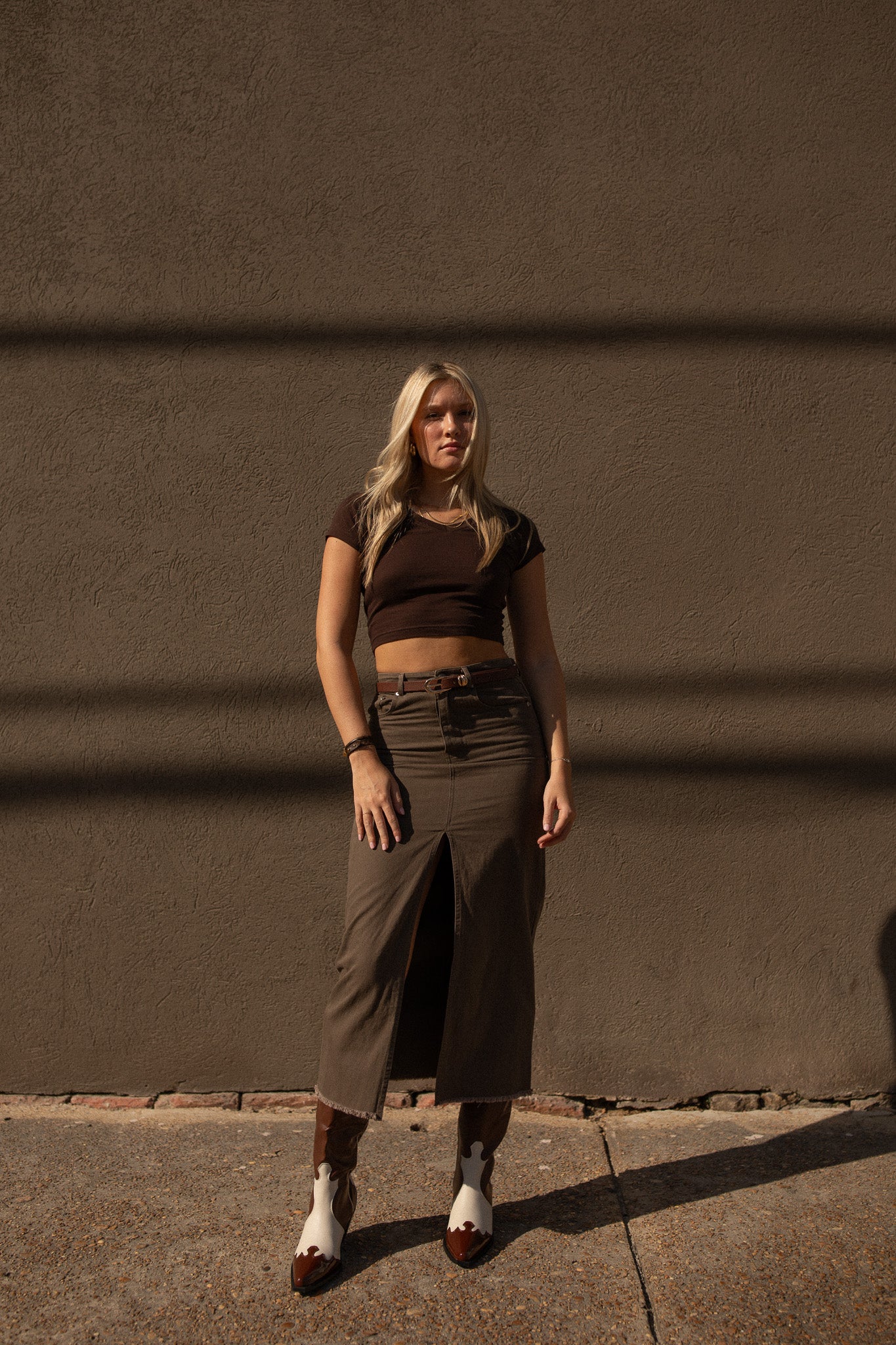 Leo Denim Maxi Skirt (chocolate)