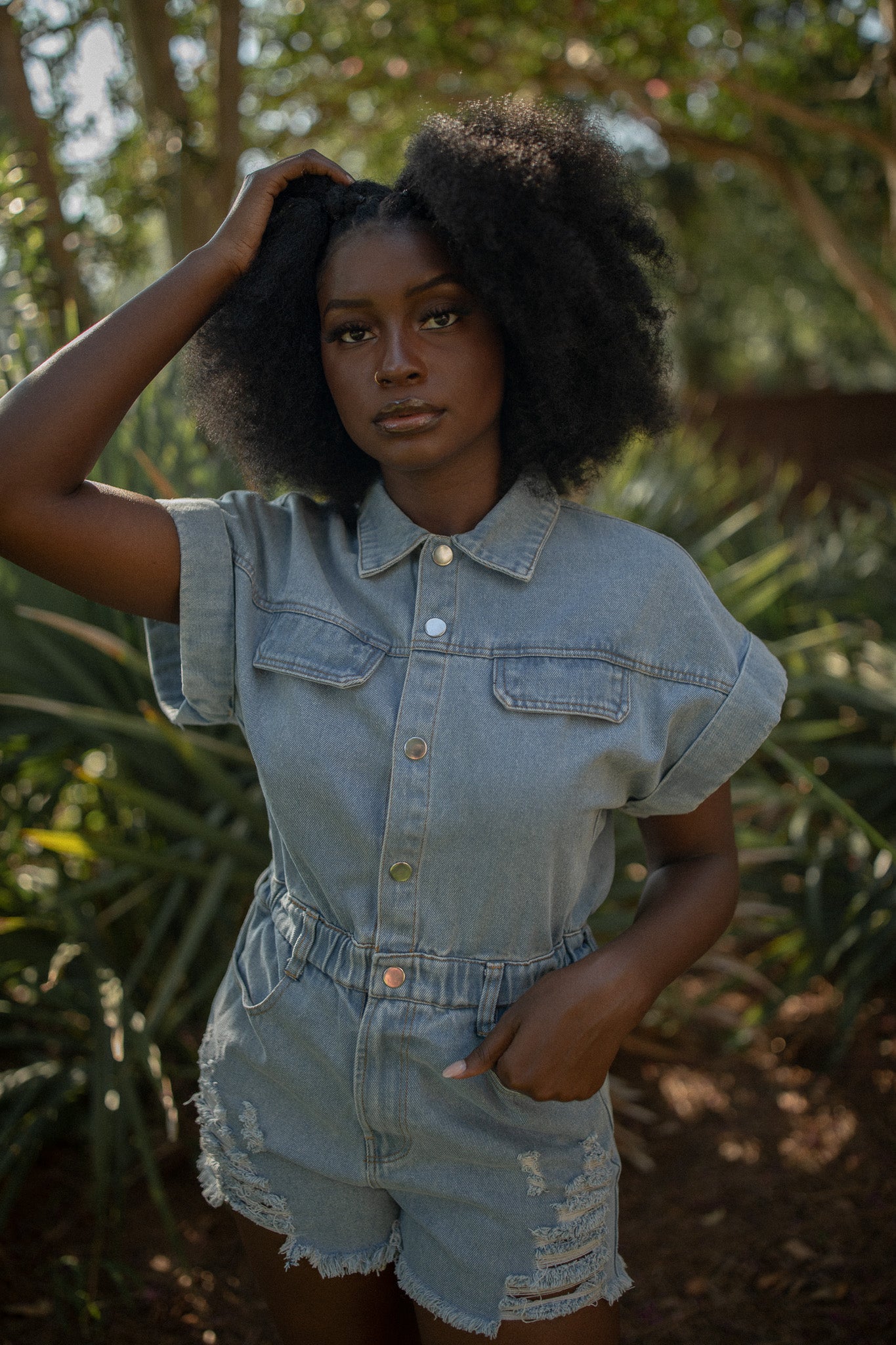 Distressed Denim Romper (3 colors)