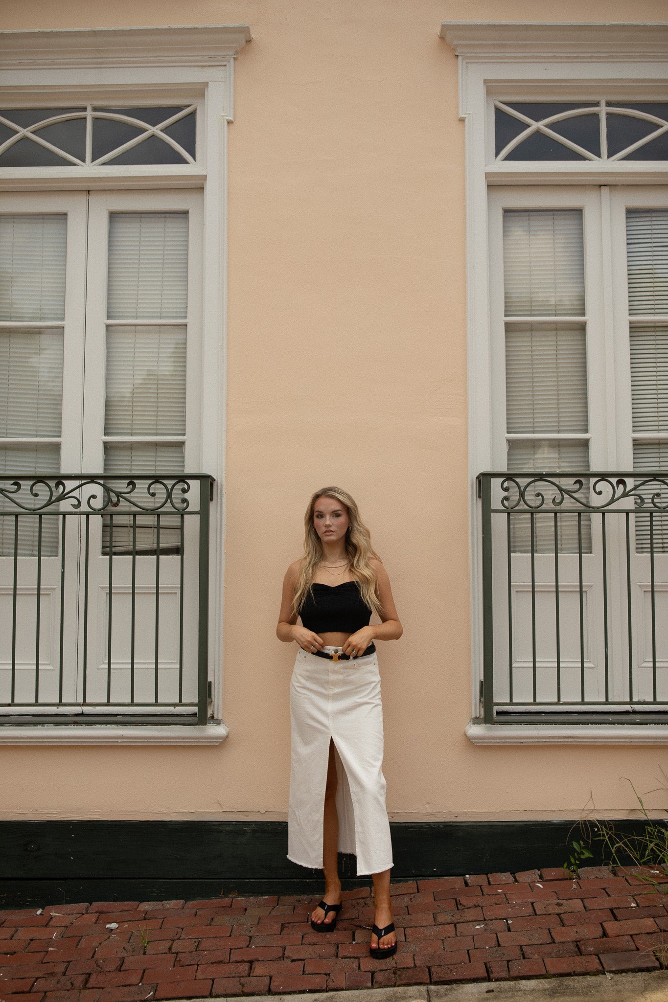 Leo Denim Maxi Skirt (white)