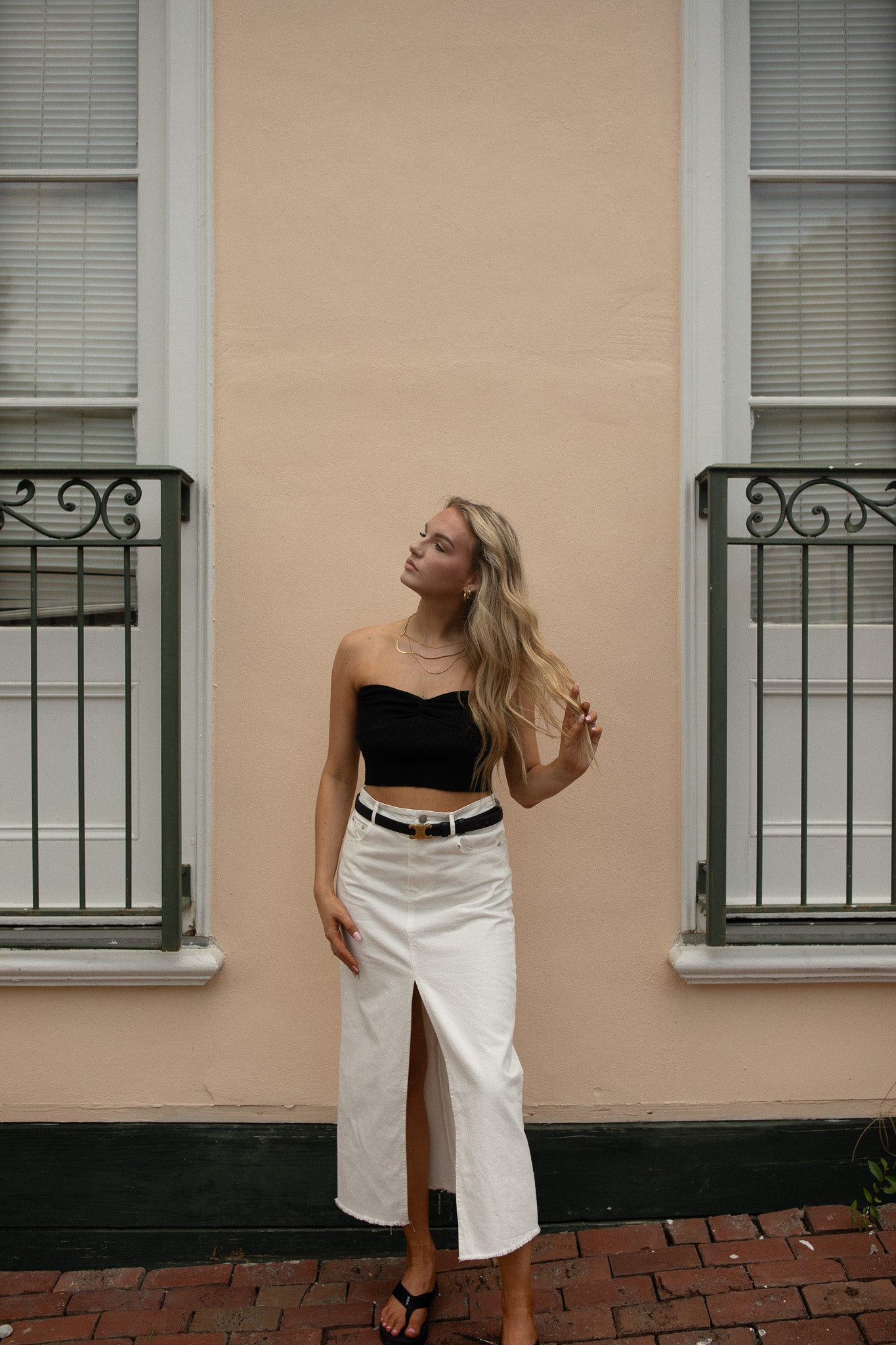 Leo Denim Maxi Skirt (white)