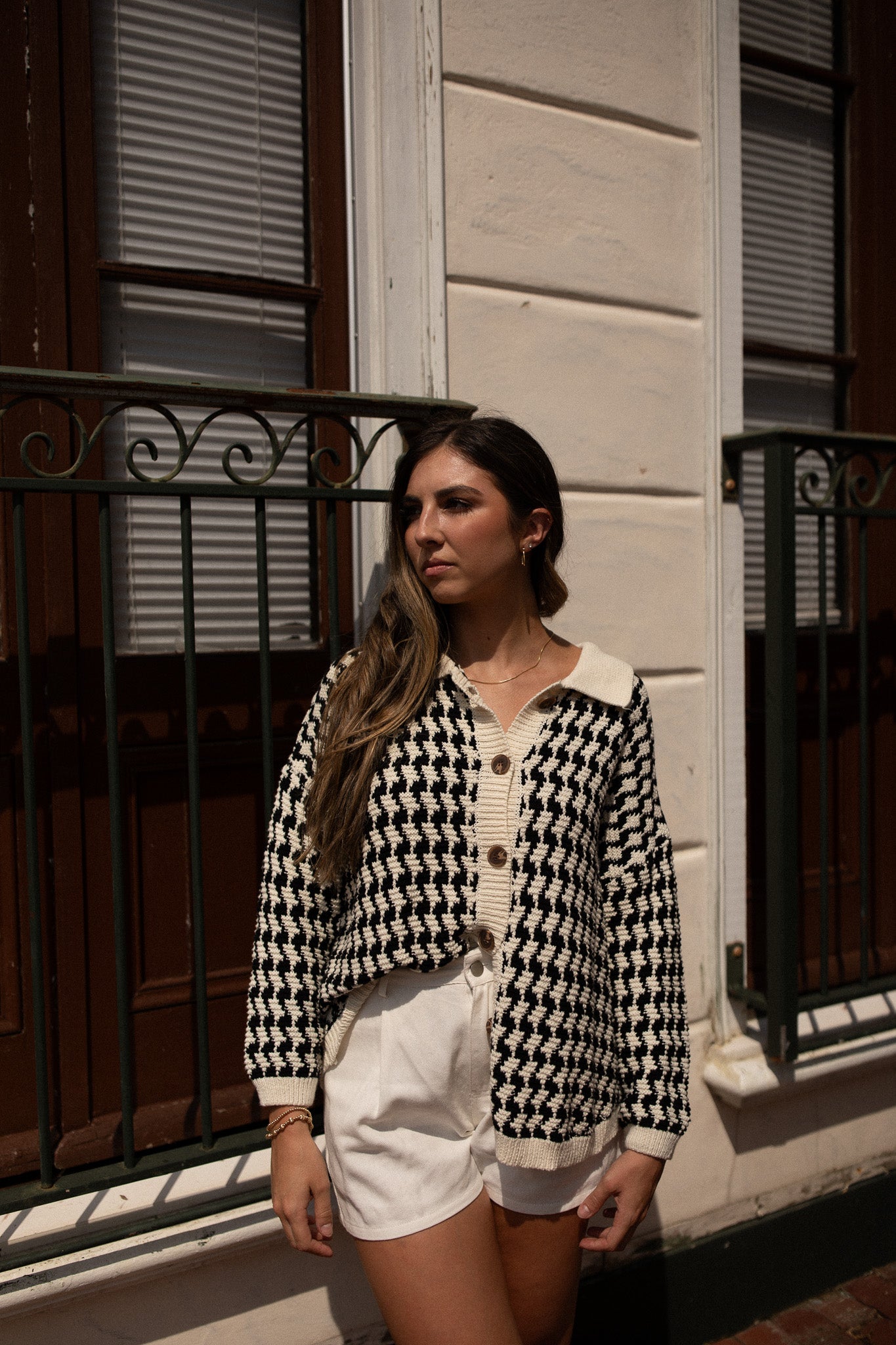 LITTLE LIES Houndstooth Cardigan