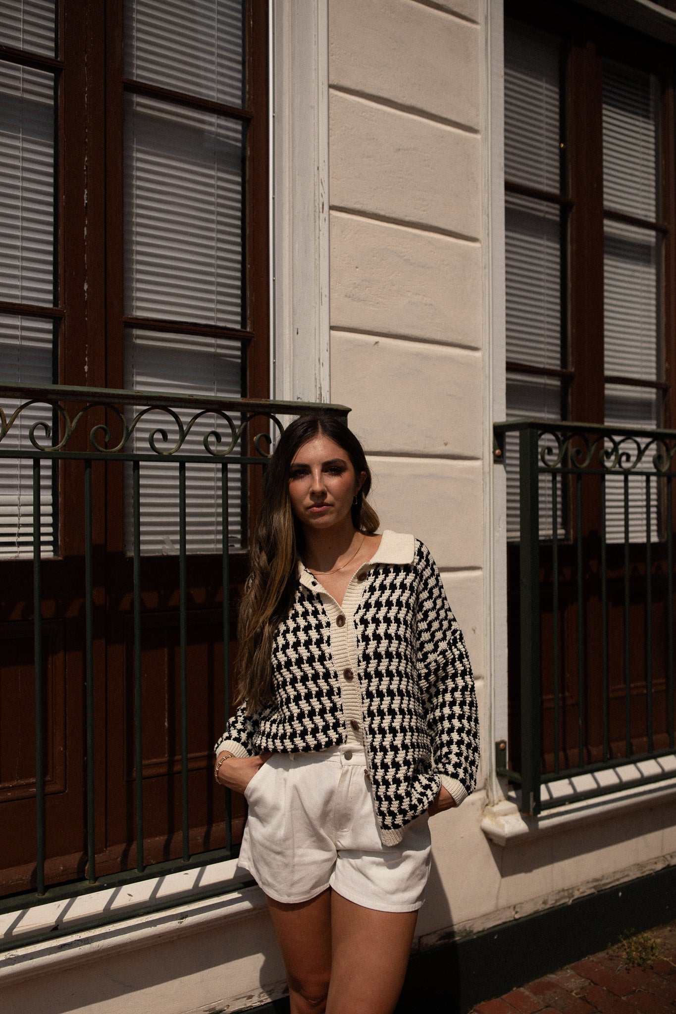 LITTLE LIES Houndstooth Cardigan