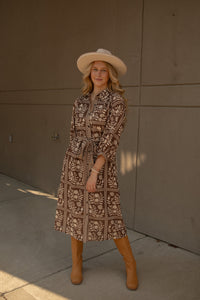 Adeleine Floral Shirt Dress (brown)