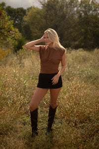 Mary Gathered Knit Top (camel)