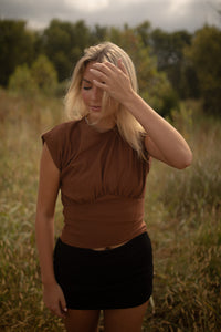 Mary Gathered Knit Top (camel)