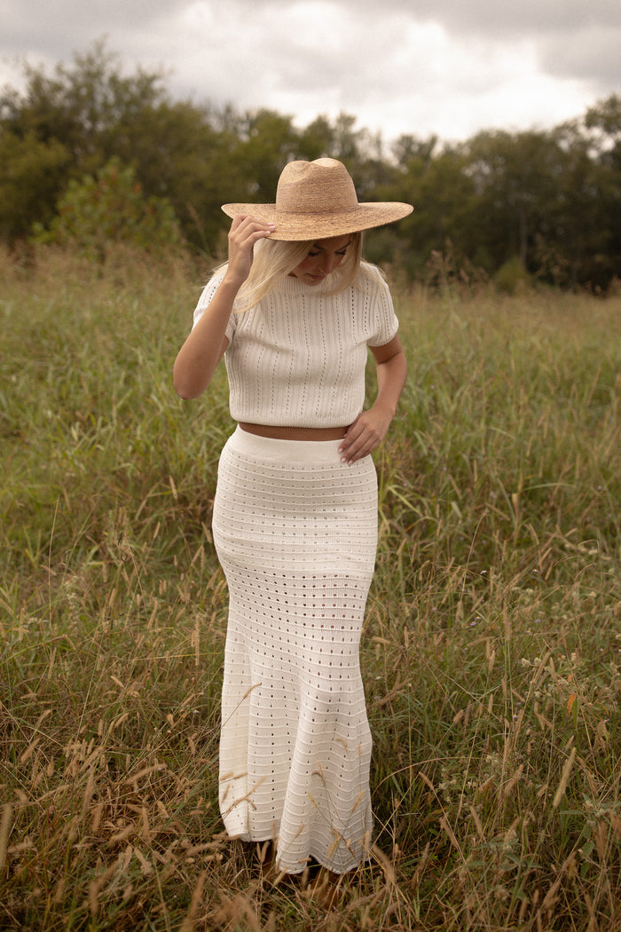 Pointelle Knit Skirt (white)