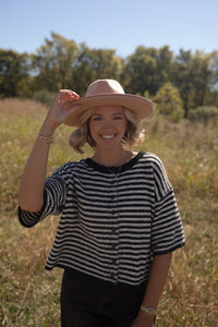 The Penny Cardigan (black/ivory stripe)
