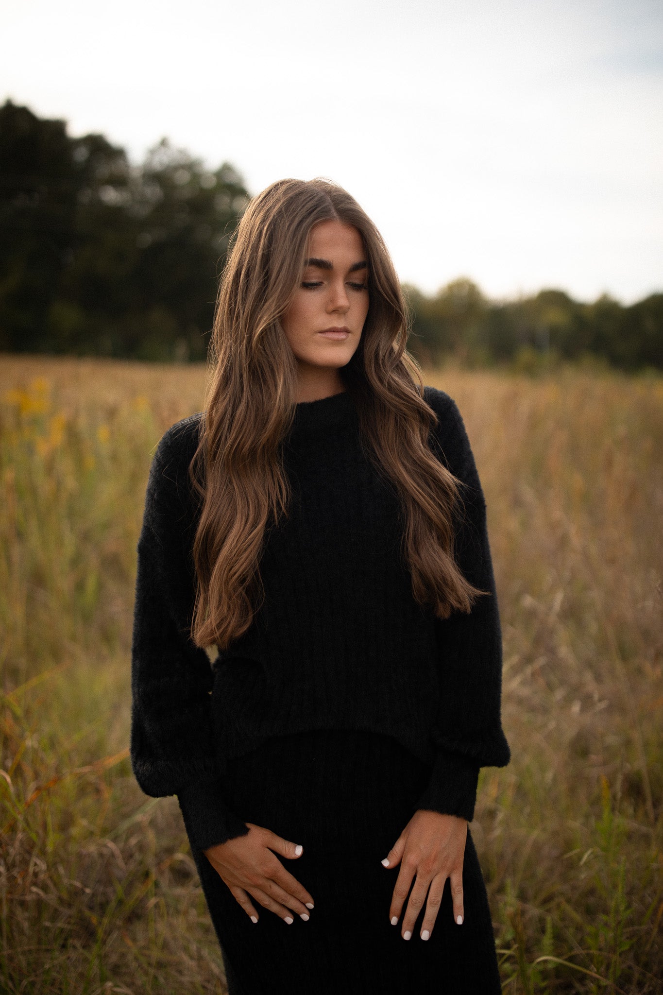Black Fuzzy Dolman Set (Sweater)