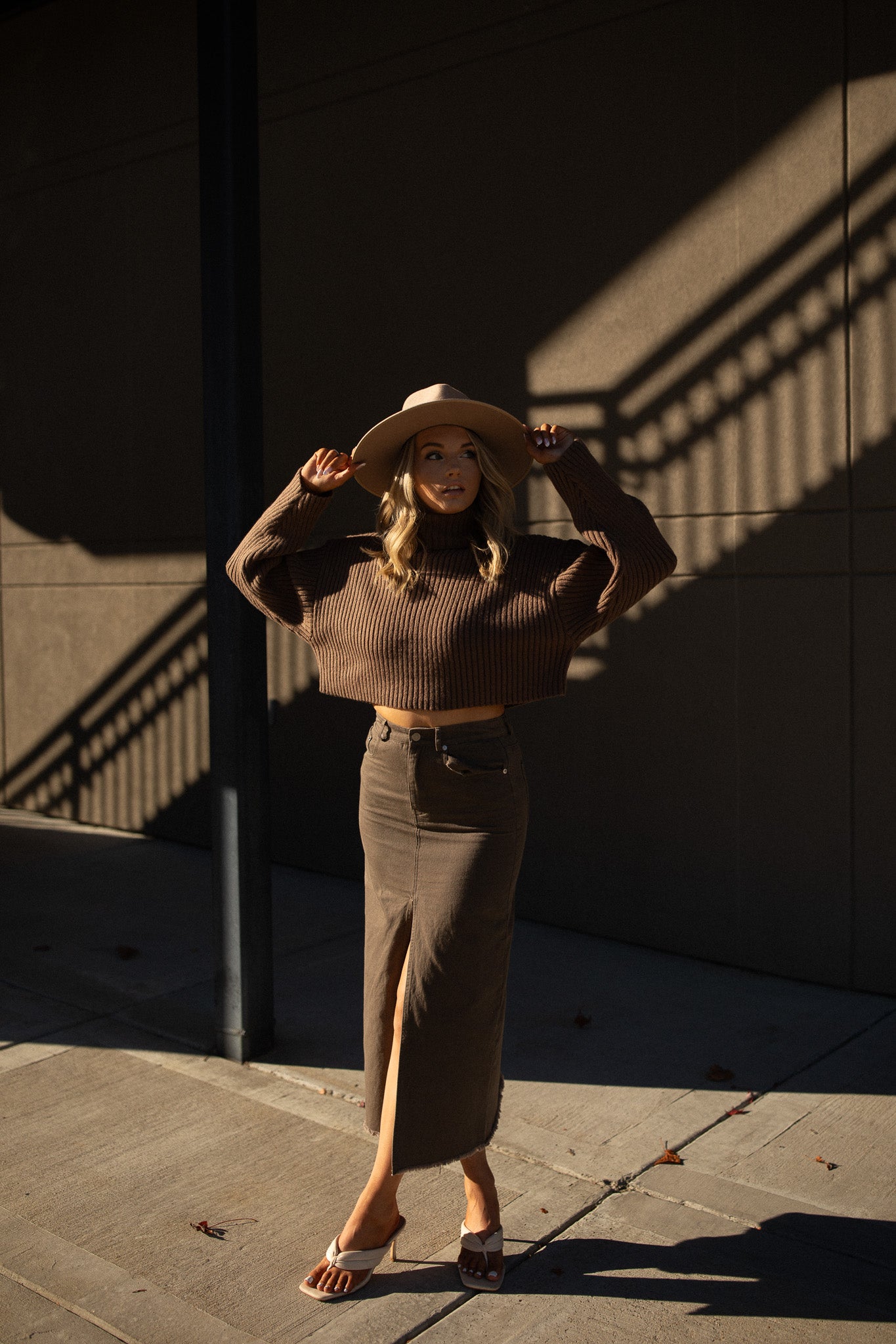 Leo Denim Maxi Skirt (chocolate)