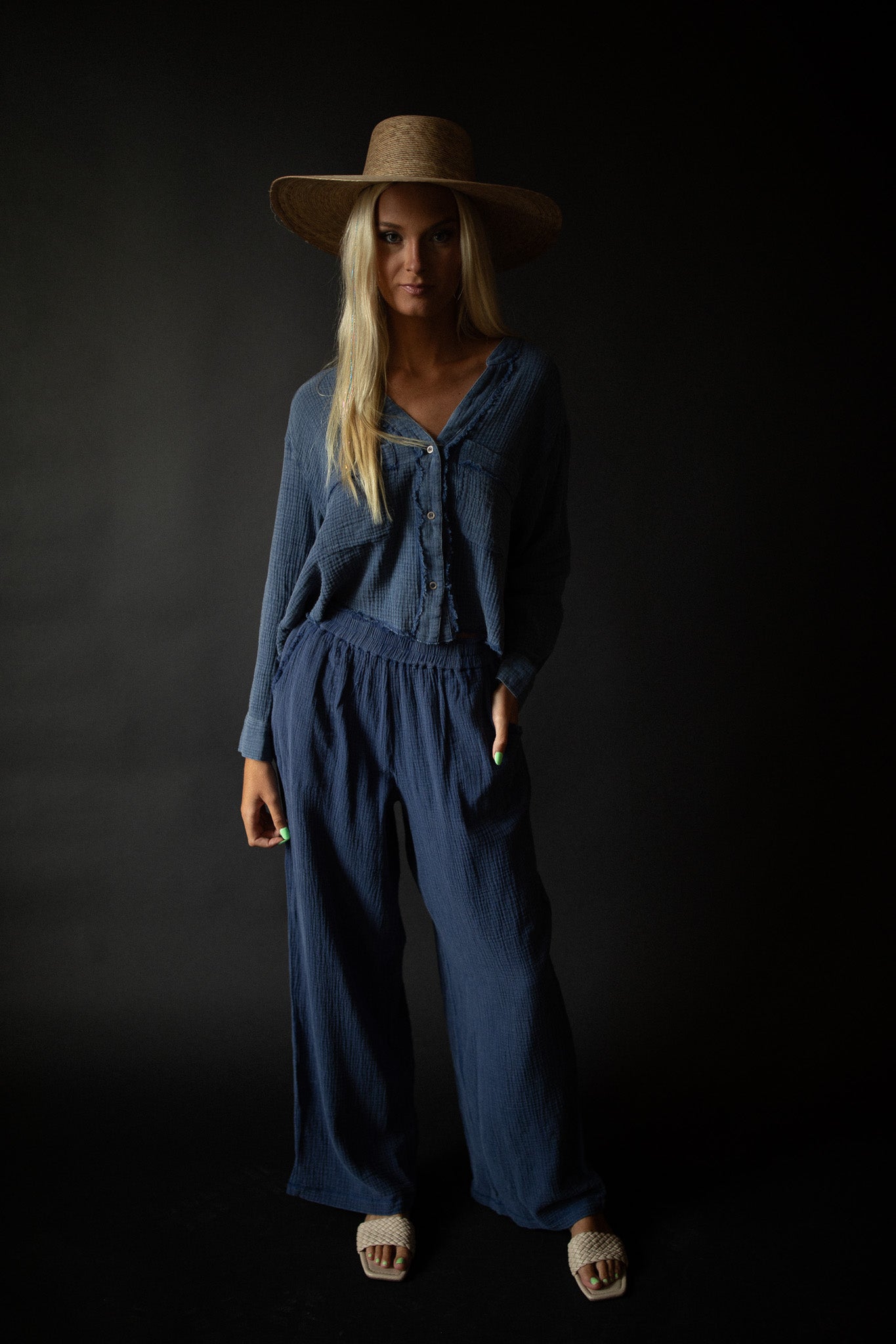 Blue Gauze Pants