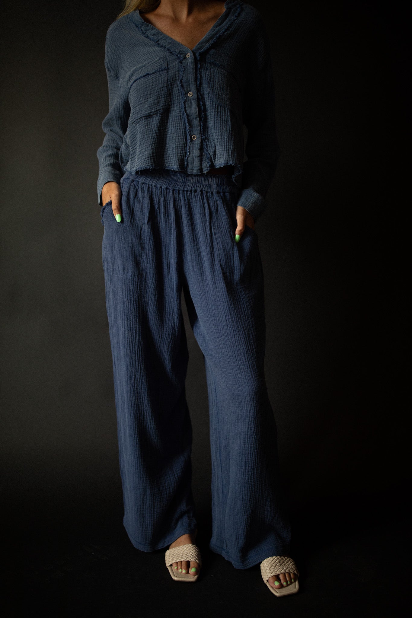Blue Gauze Pants