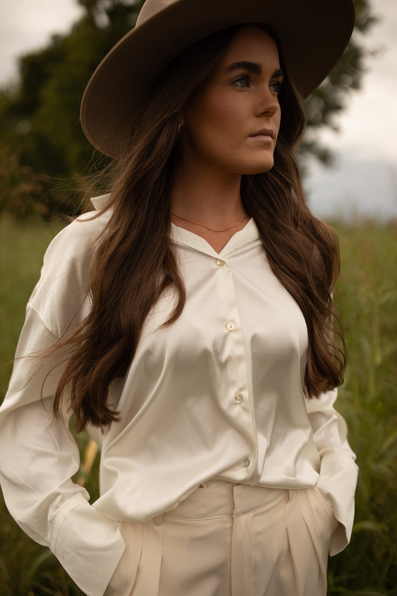 Champagne Satin Blouse