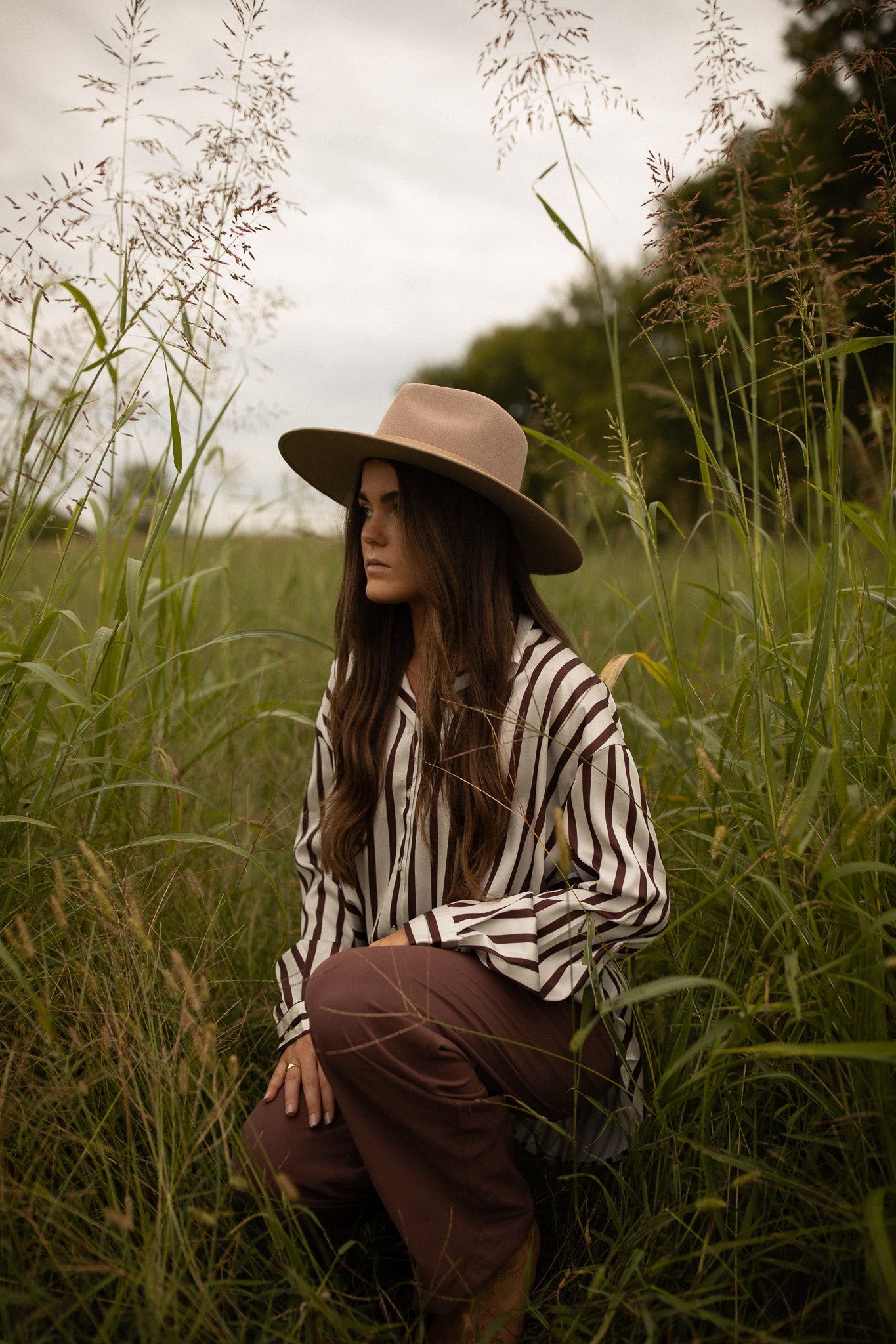Chocolate Striped Satin Shirt