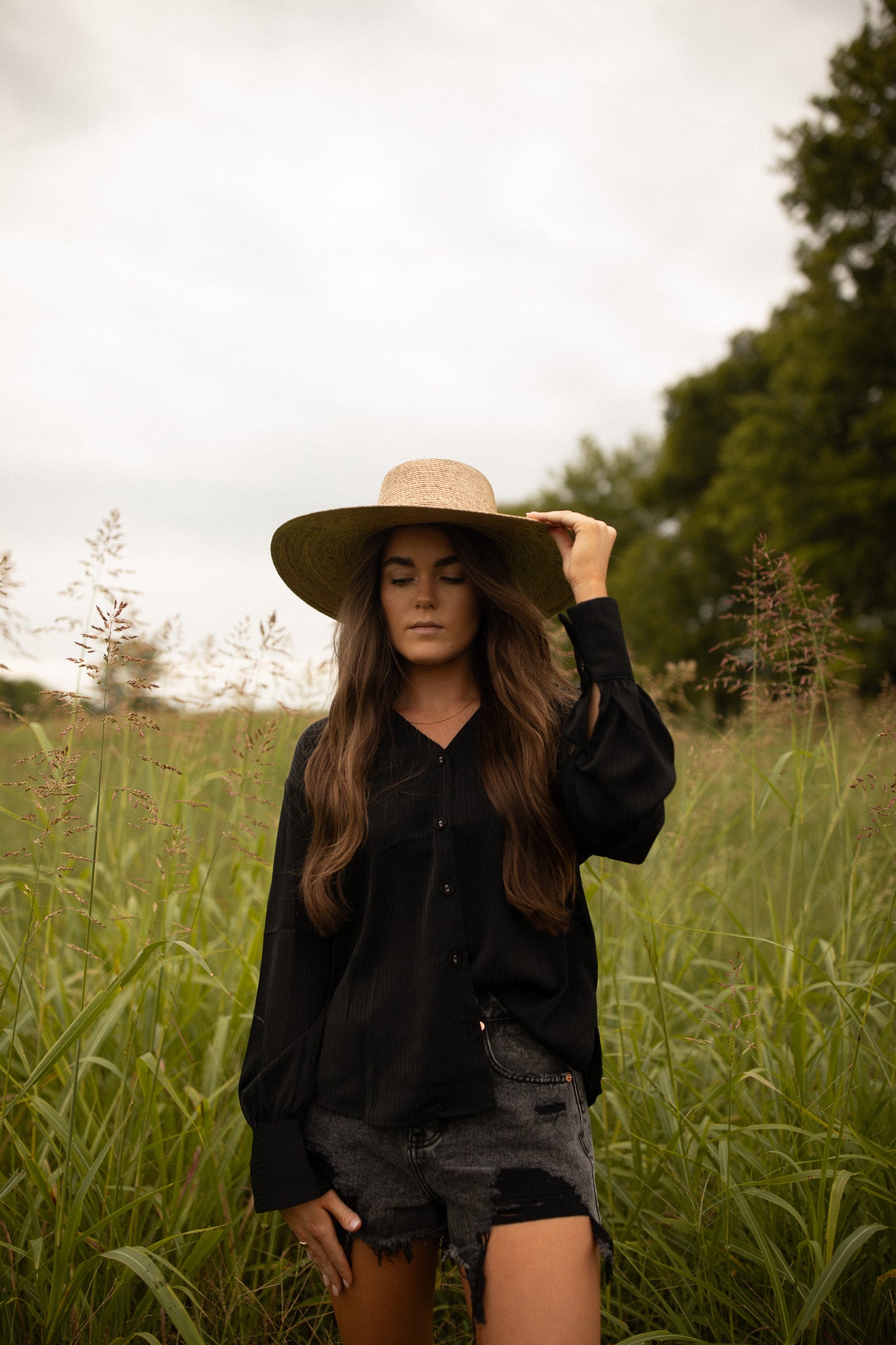 Black Satin Striped Shirt