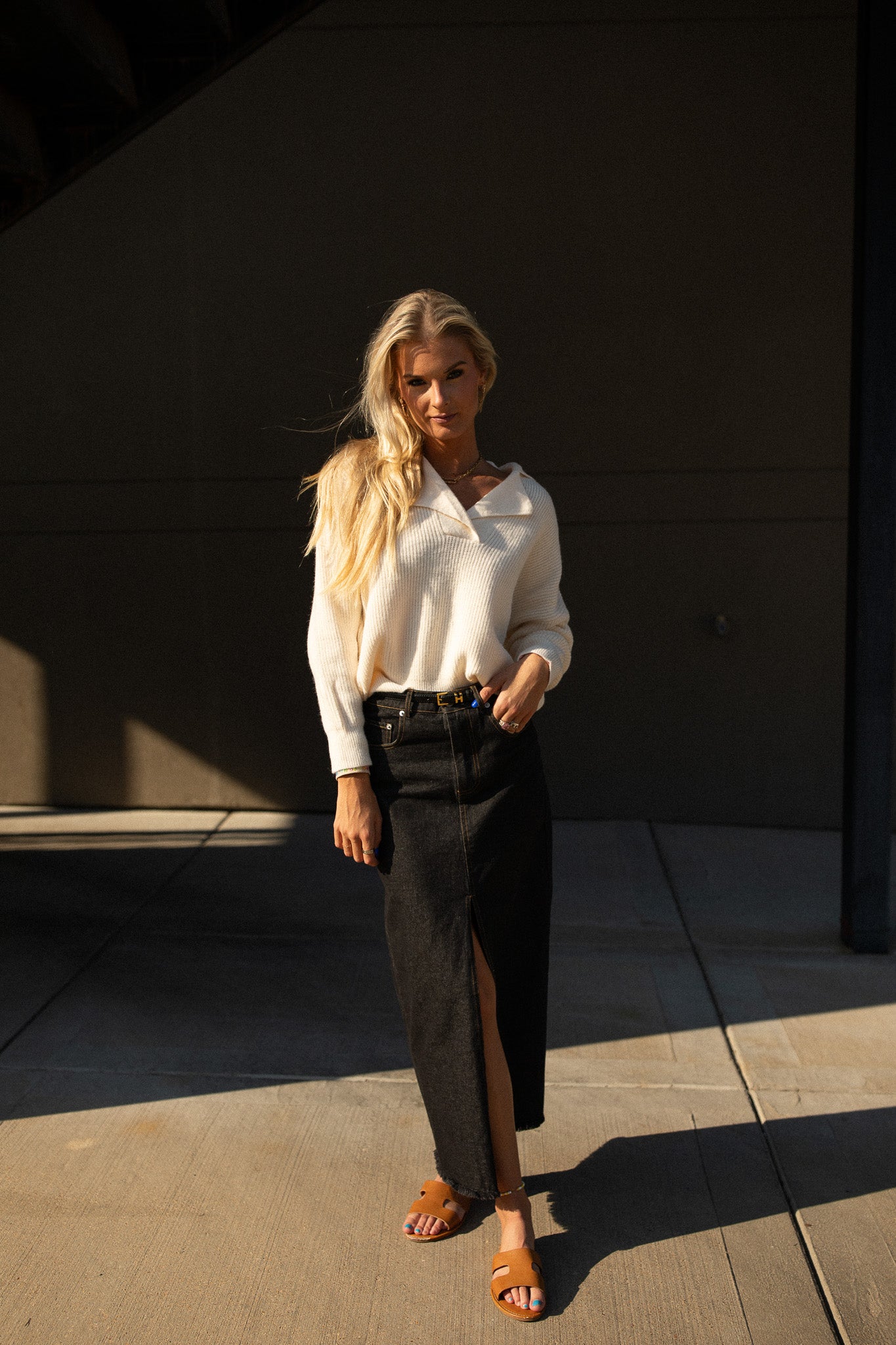 Mendoza Denim Maxi Skirt (black)