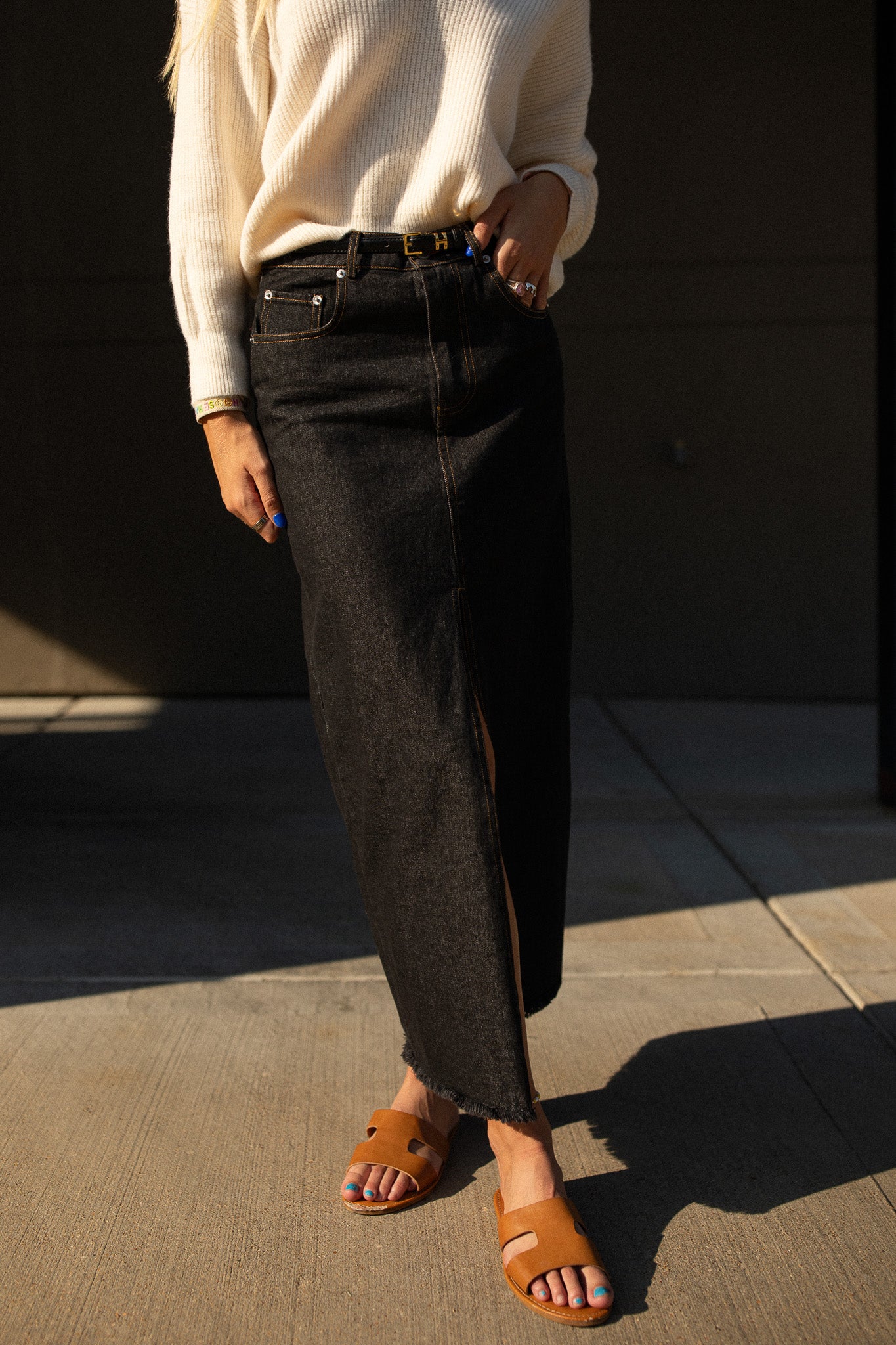 Mendoza Denim Maxi Skirt (black)