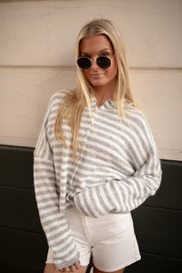 BEST SELLER Piper Cardigan (grey stripe) - GEORGE-MARY'S