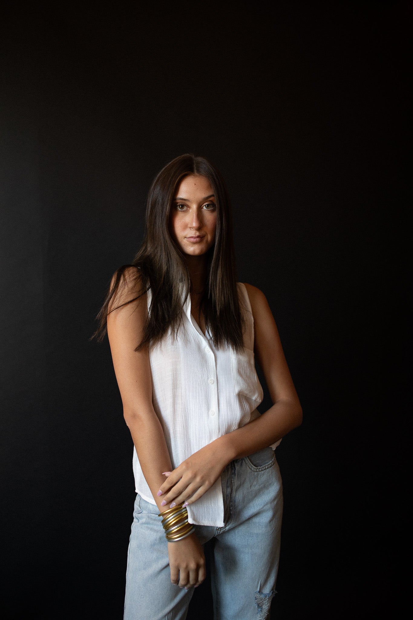 Brooklyn Button Collared Tank (white)