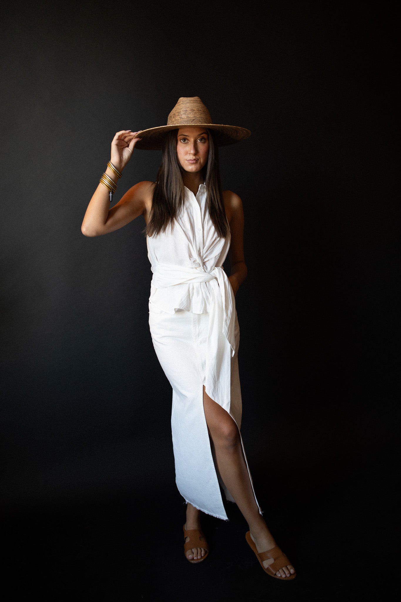 Leo Denim Maxi Skirt (white)