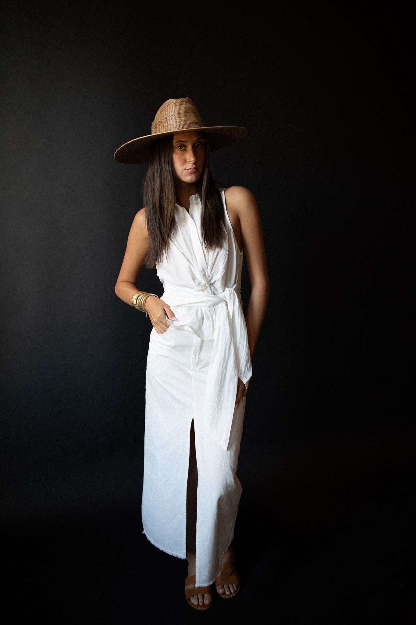 Leo Denim Maxi Skirt (white)