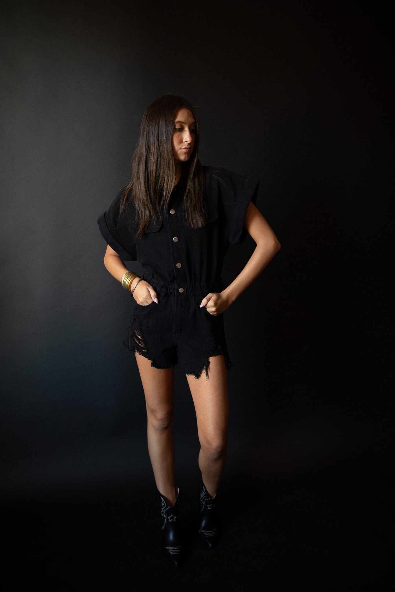 Distressed Denim Romper (3 colors)