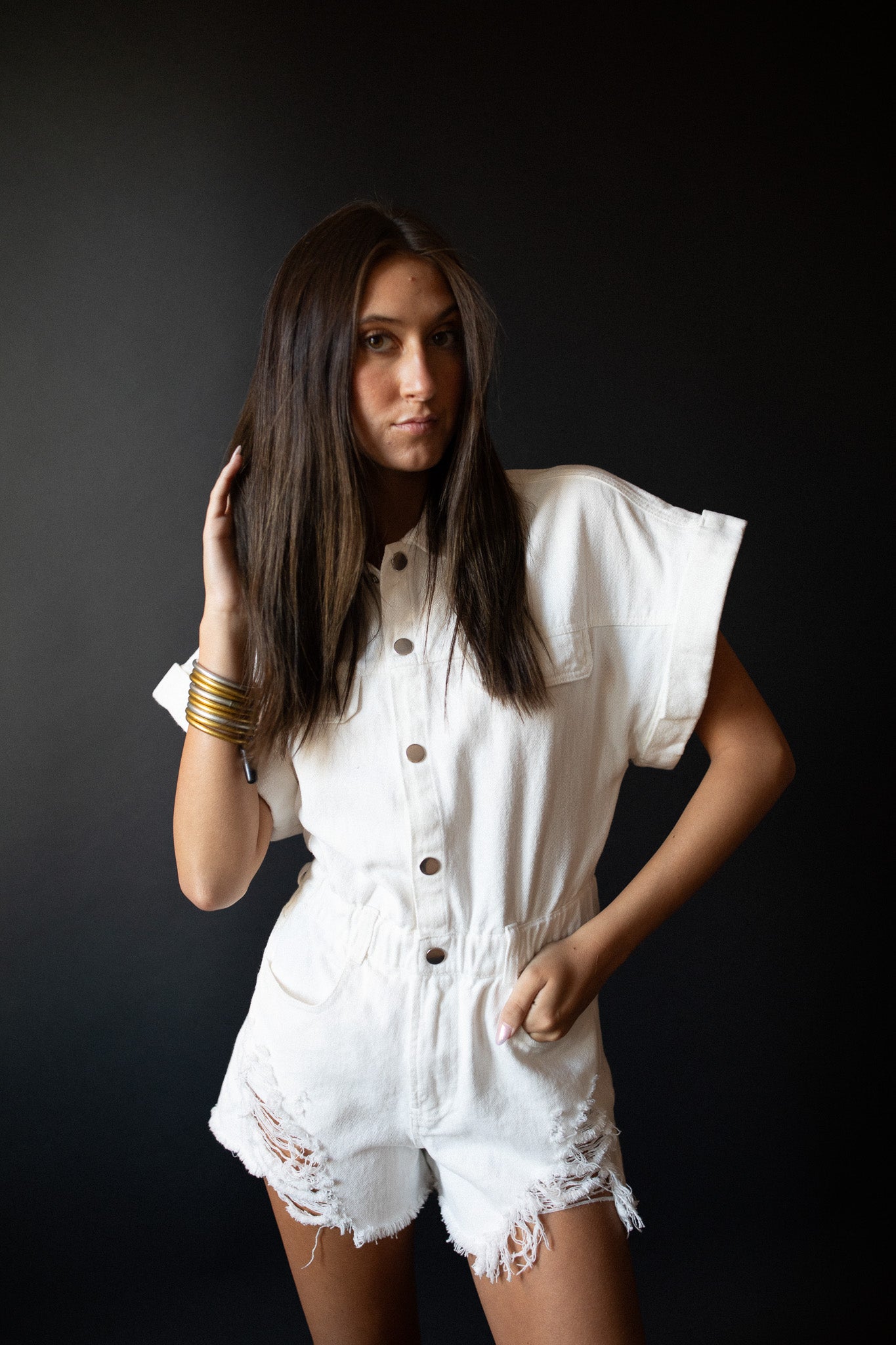 Distressed Denim Romper (3 colors)