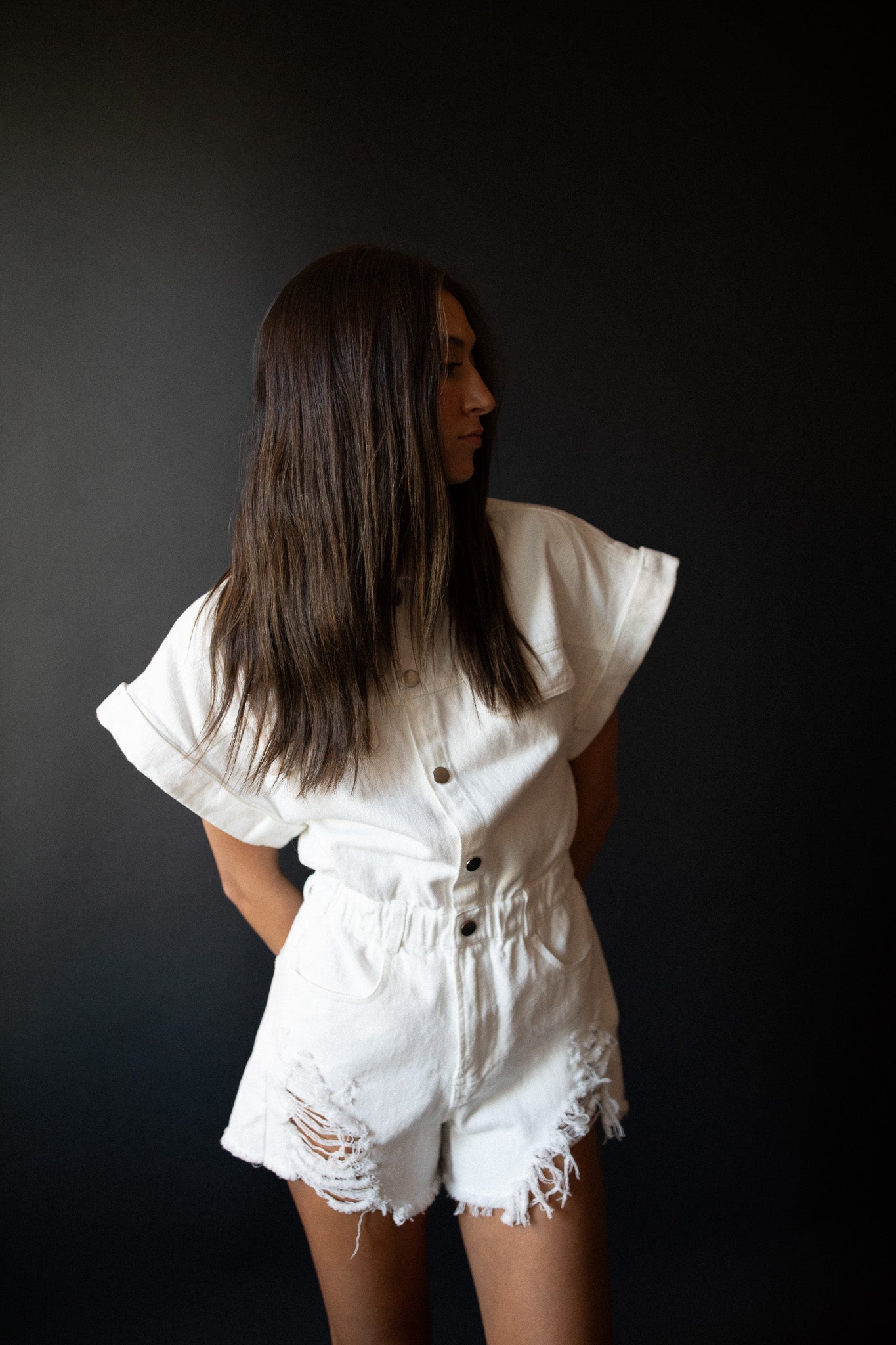 Distressed Denim Romper (3 colors)