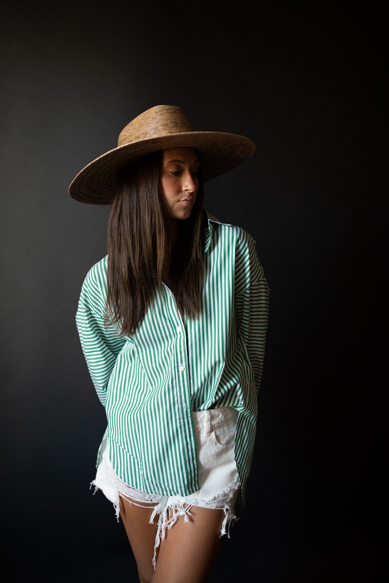 LITTLE LIES Otto Green Striped Shirt