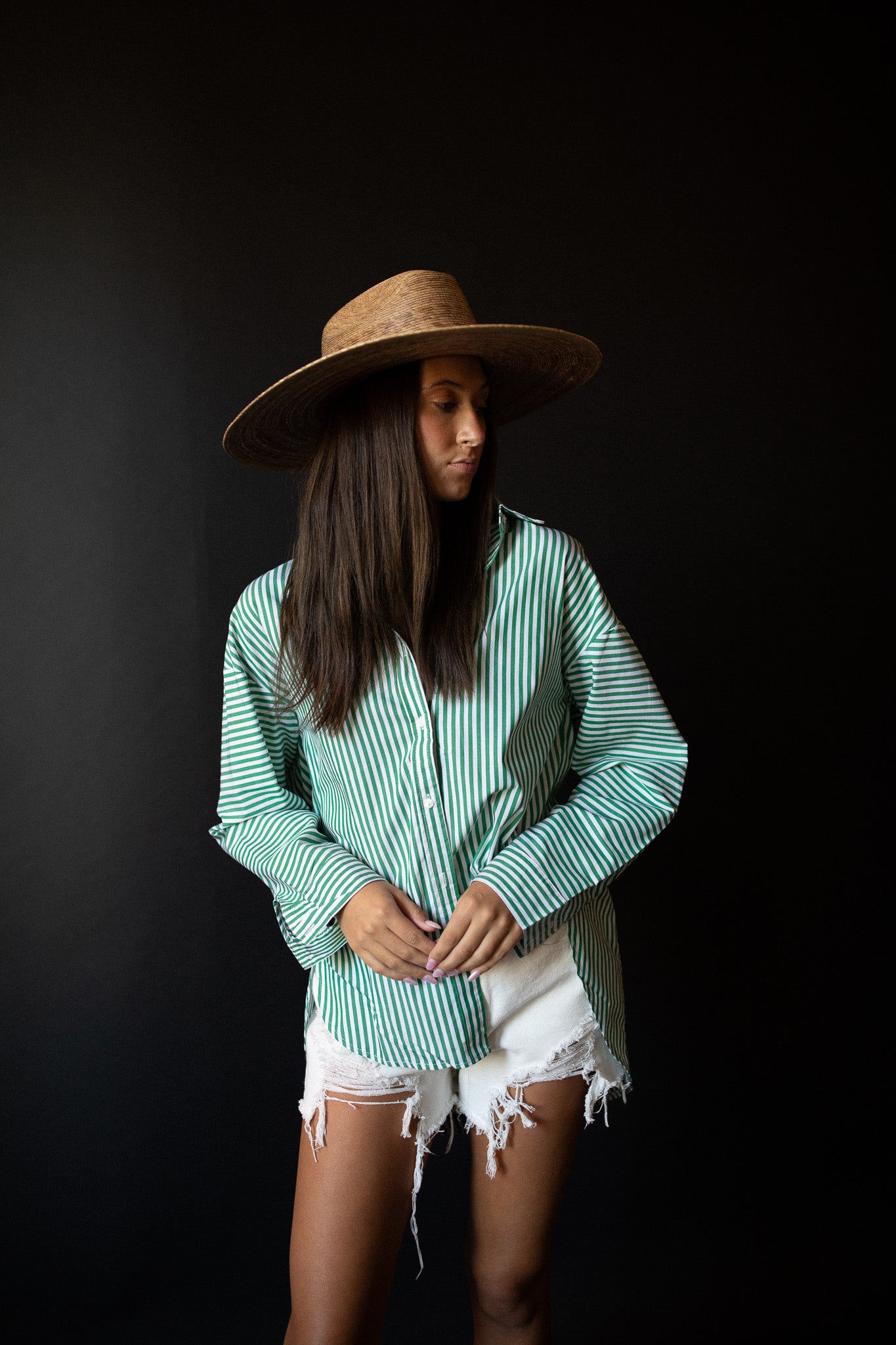 LITTLE LIES Otto Green Striped Shirt