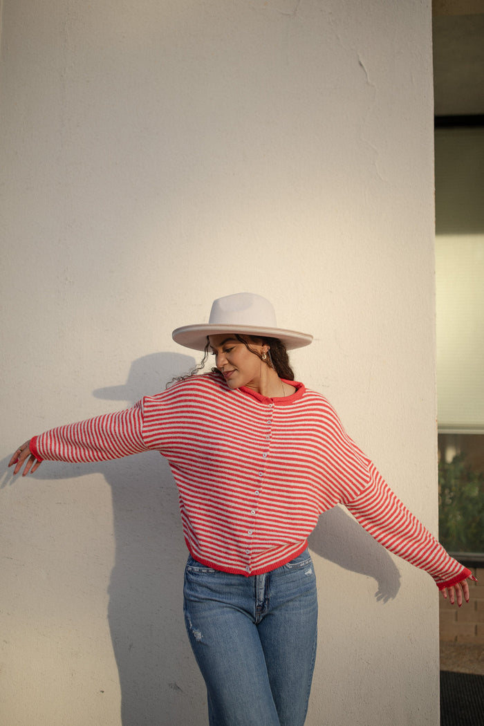 BEST SELLER The Piper Cardigan (red striped) - GEORGE-MARY'S