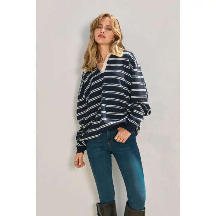 Navy Striped Rugby Shirt
