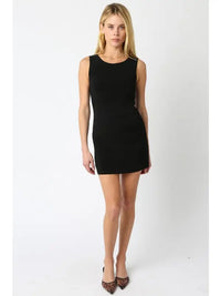 Emilie Boatneck Mini Dress (black)