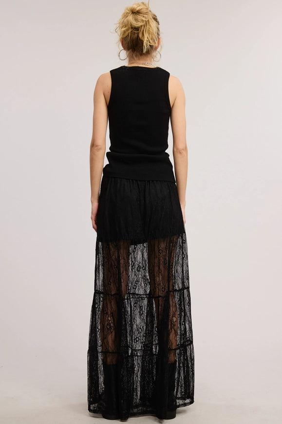 Tiered Lace Maxi Skirt