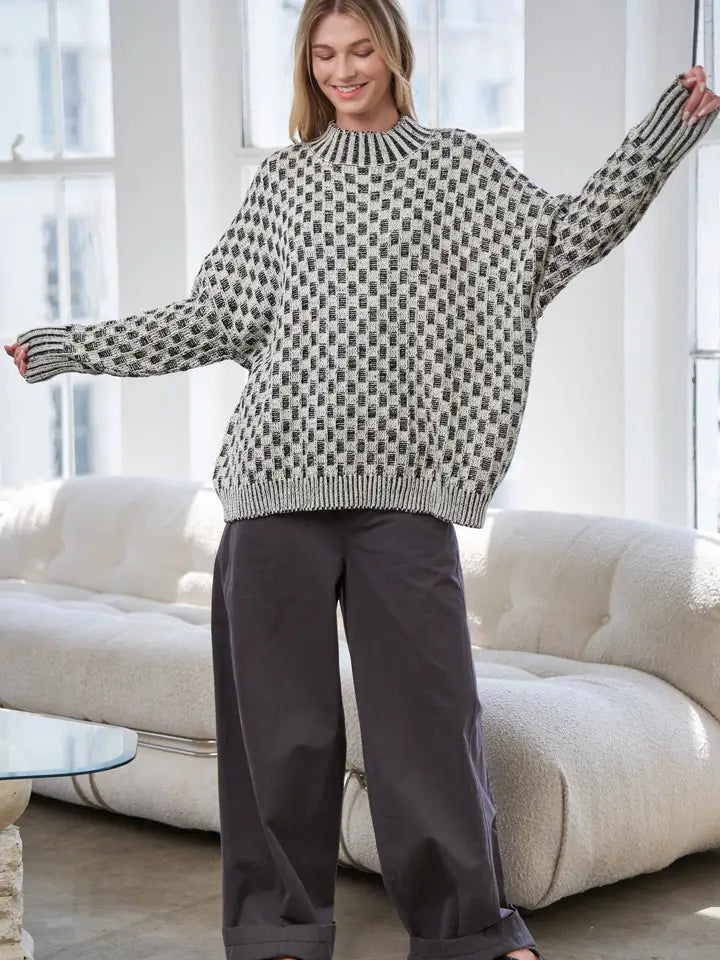 Monroe Checkered Sweater (black)
